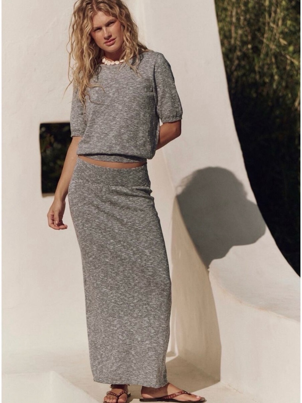 Free People Isabella Sweater Skirt Set Steel Gray Combo Size S NEW!